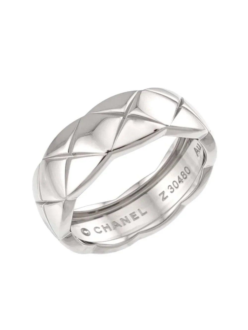 Chanel Coco Crush Medium 52 Ring 18K WG 750 Quilted